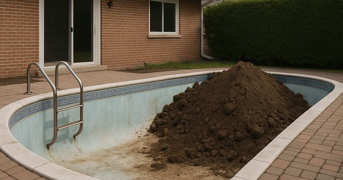 What You Need To Know Before You Fill In A Swimming Pool - DirtMatch blog hero image about earthwork and construction